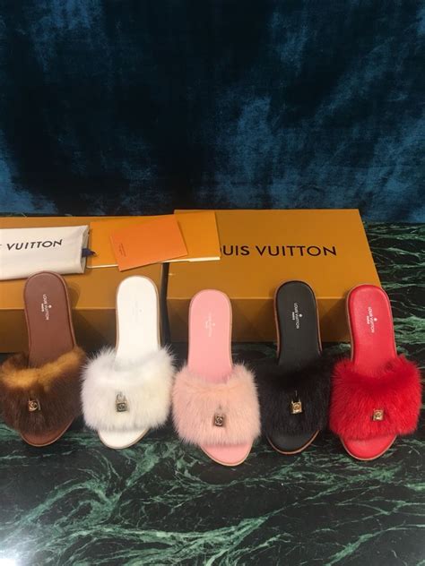 fluffy louis vuitton slides